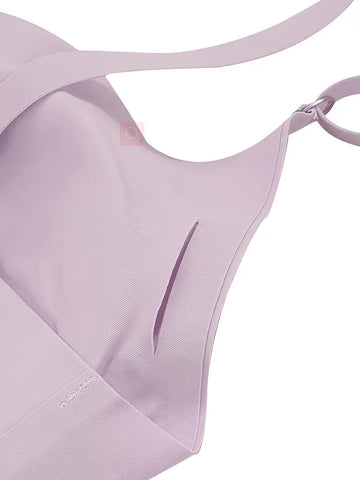 Low Back Seamless Push-up Wireless Bra Purple