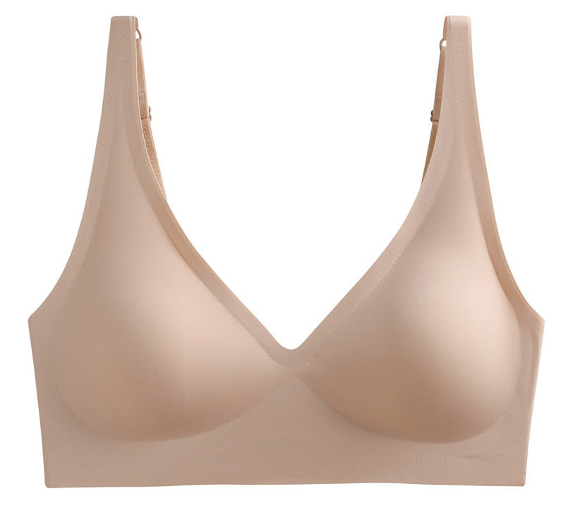 Wirefree Seamless Bra for Women Invisible Deep V Plunge Bra with Removeable Padding