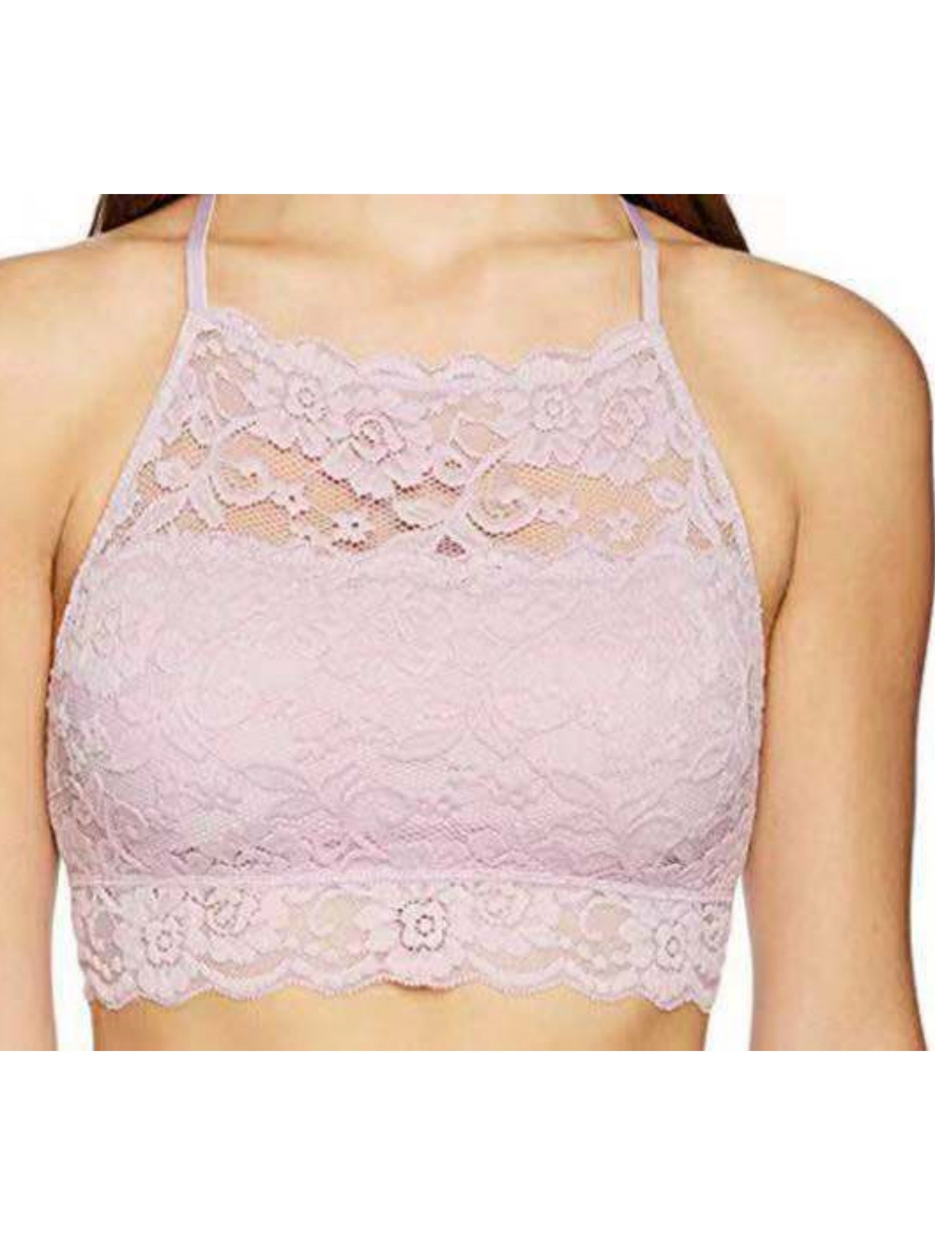 Sexy Lace Crop Double Layered Wireless High-Neck Bra