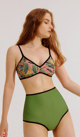 Conjunto de bikini reversible de cintura alta - Verde