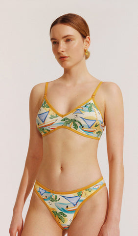 Conjunto de bikini reversible de cintura alta - Naranja