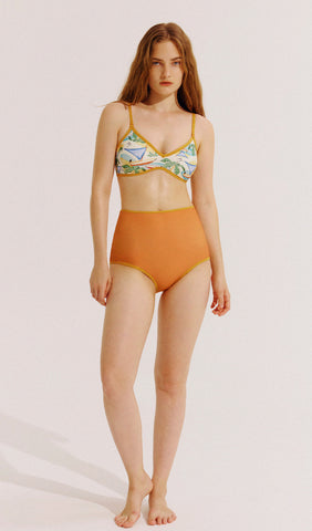 Reversible High Waist Bikini Set - Orange