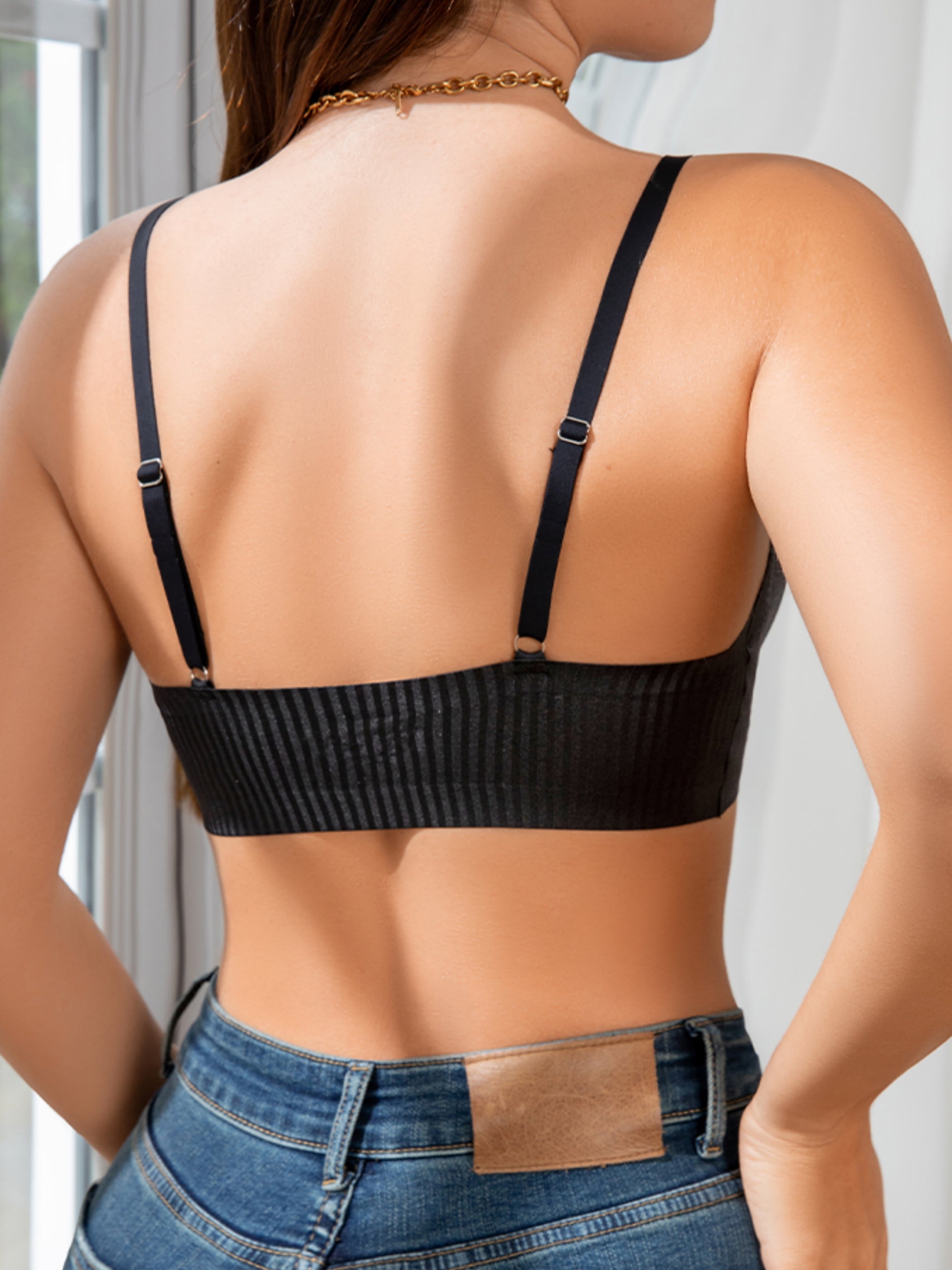 Striped Ice Silk Seamless Push-up Breathable Bra, Sexy & Beautiful Back