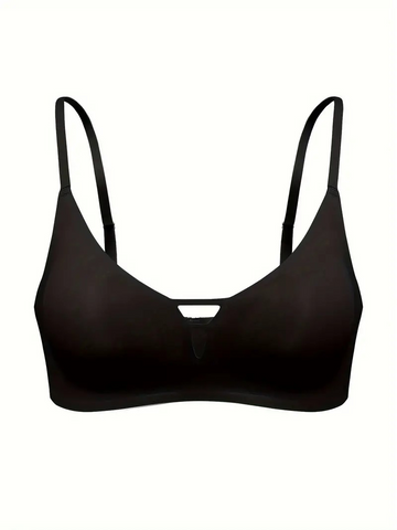 Women's Plus Size Simple Seamless Cut-out Wireless Bra Black