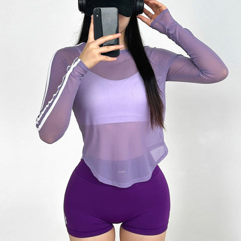 Top de manga larga para yoga y fitness para mujer Cover-Up