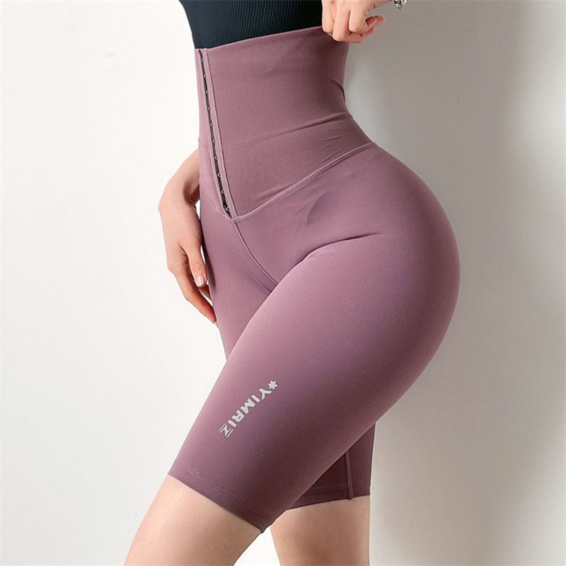 Verstellbare Yoga-Shorts für Damen mit hoher Taille und Bauch