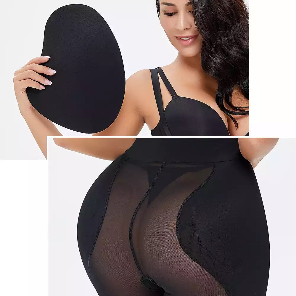 Zip Front Butt Lift Bodysuit With Hip Pads