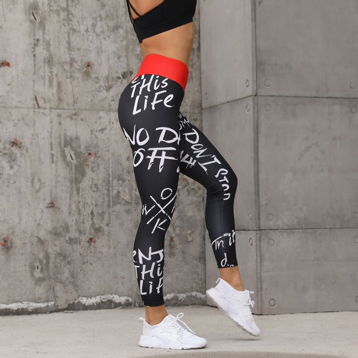 Letter Print Fitness & Workout Leggings