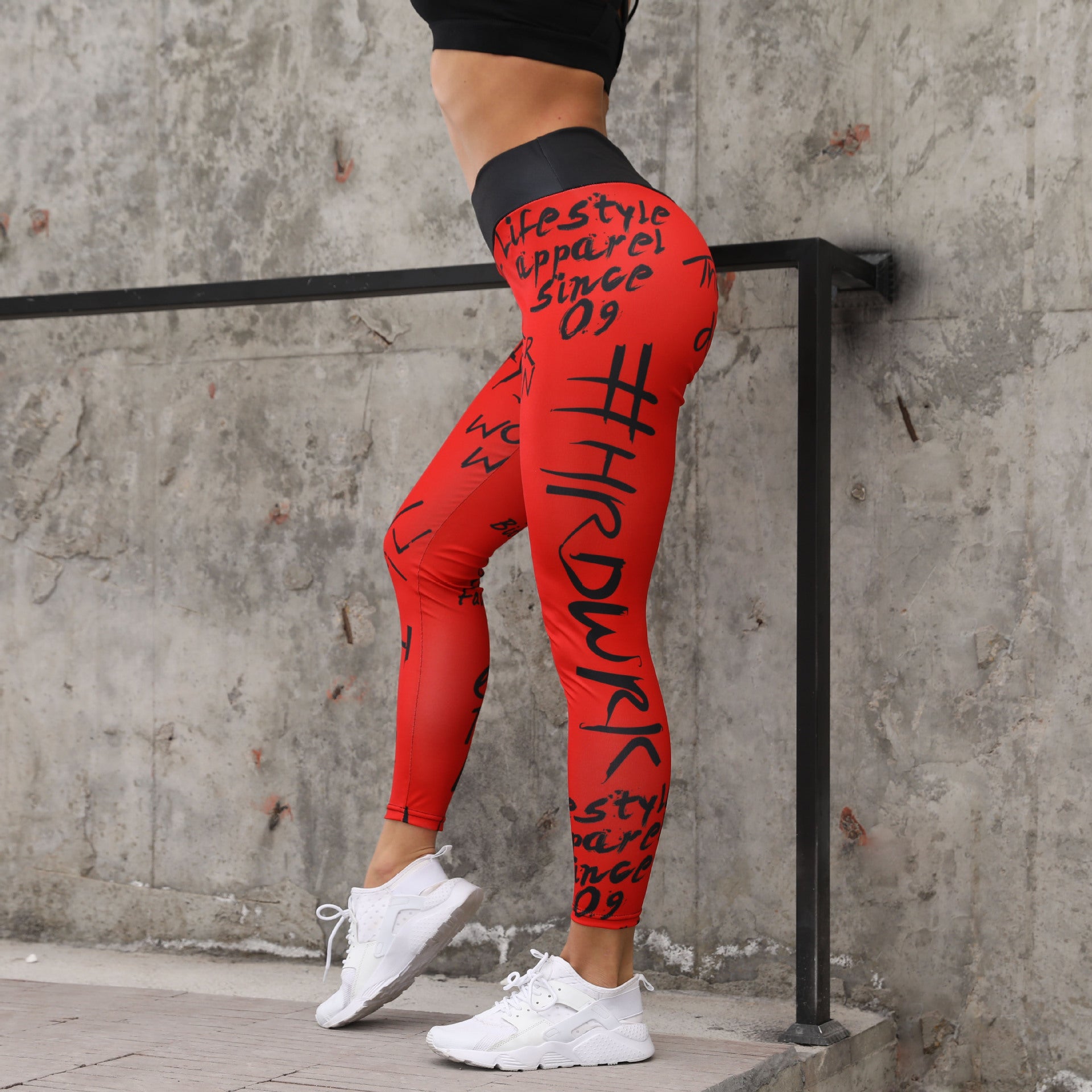 Letter Print Fitness & Workout Leggings