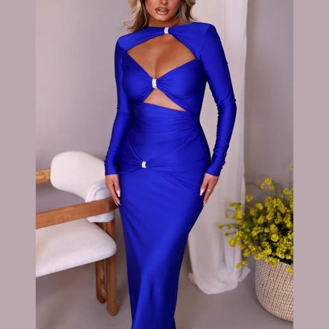 Fiorenza - Long Sleeve Cut Out Maxi Dress