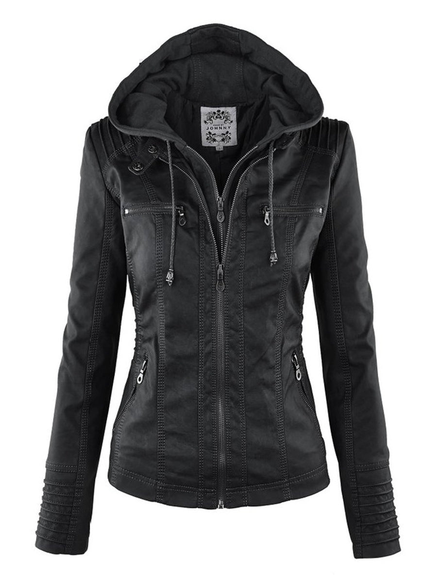 Women’s Hooded Leather Jacket