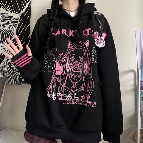 Sudadera con capucha con estampado de anime 