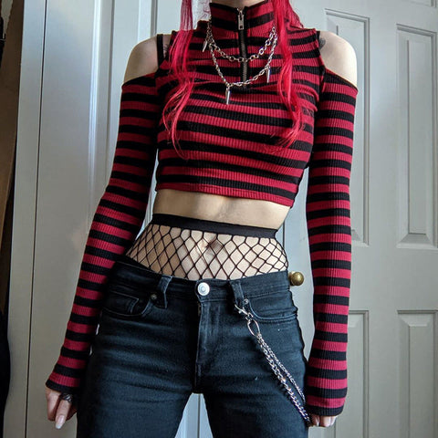 Goth Grunge Striped Top