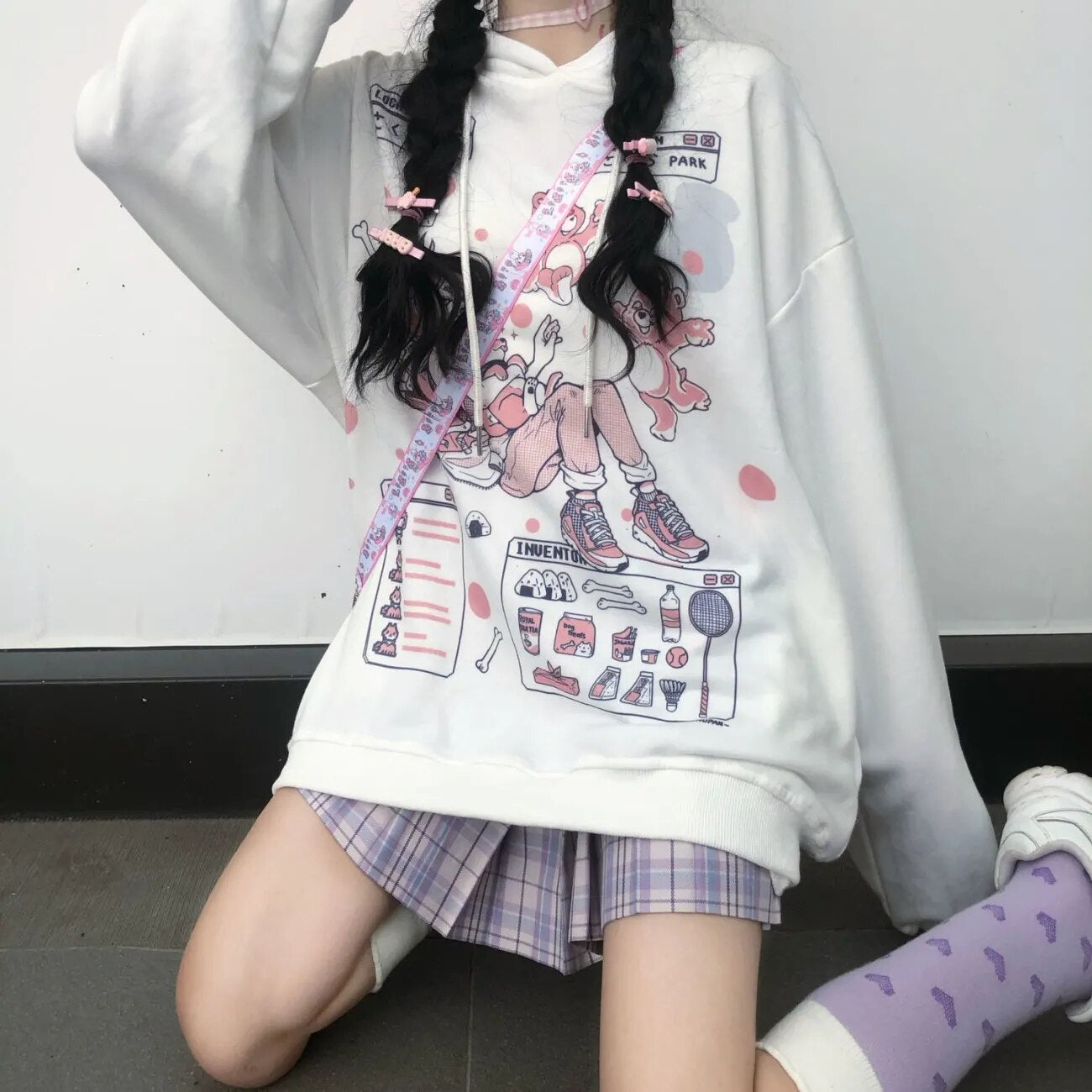 Sudadera con capucha de gran tamaño de Anime Harajuku