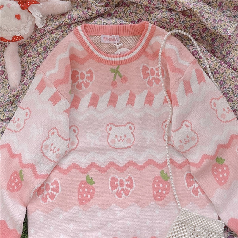 Kawaii Japanischer Erdbeerbär Pullover