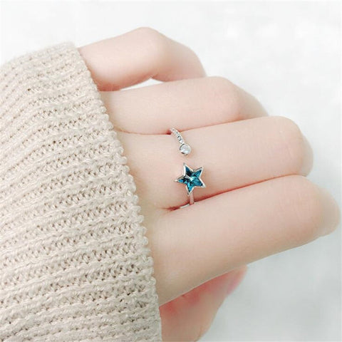 Deep Sea Blue Star Ring