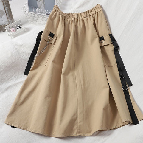 Gothic High Waist Cargo Skirt