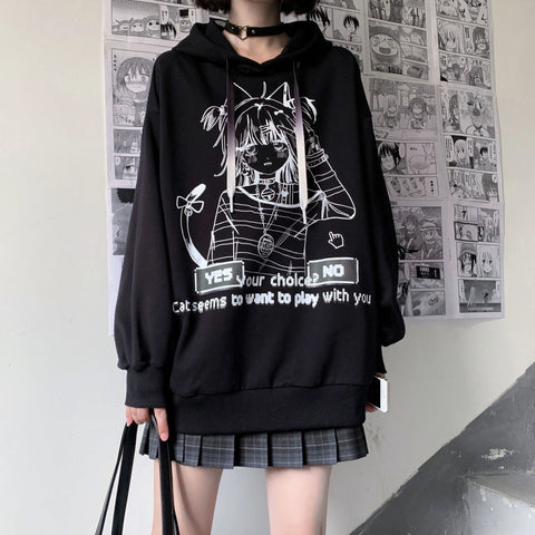 Sudadera con capucha oscura de estilo anime gótico