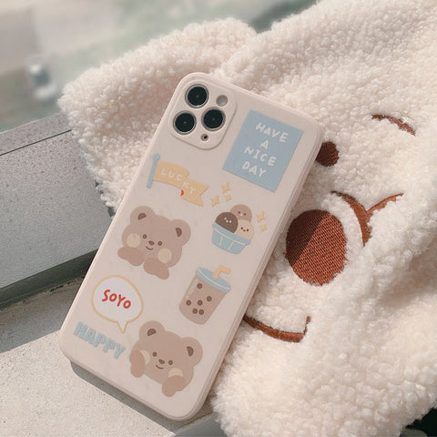 Funda para iPhone con diseño de oso de leche