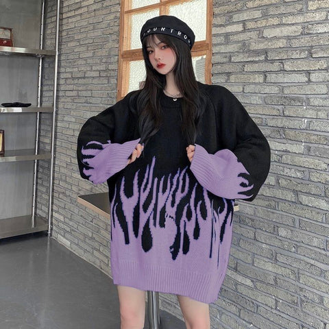 Gothic Flames Harajuku Pullover