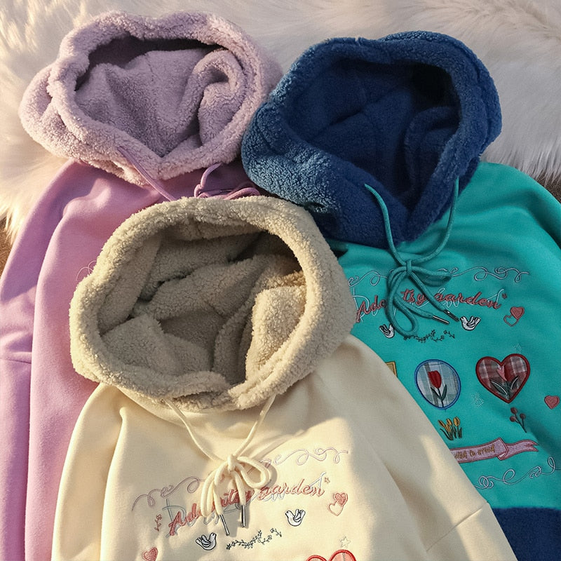 Sudadera con capucha estilo chica ulzzang vintage