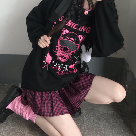 Sudadera con capucha de anime gótico pastel