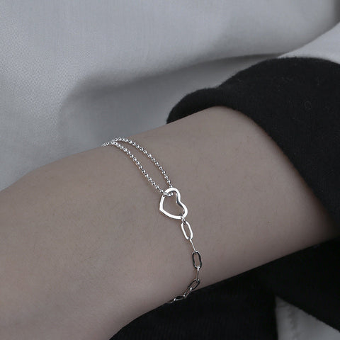 Pulsera de cadena con corazón de plata