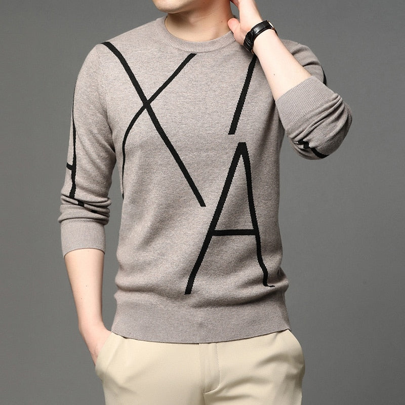 Will - Knitted Geometric Print Long Sleeves Sweater