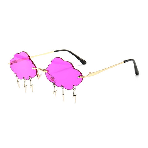 Rimless Cloud Sunglasses With Lightening Tassels