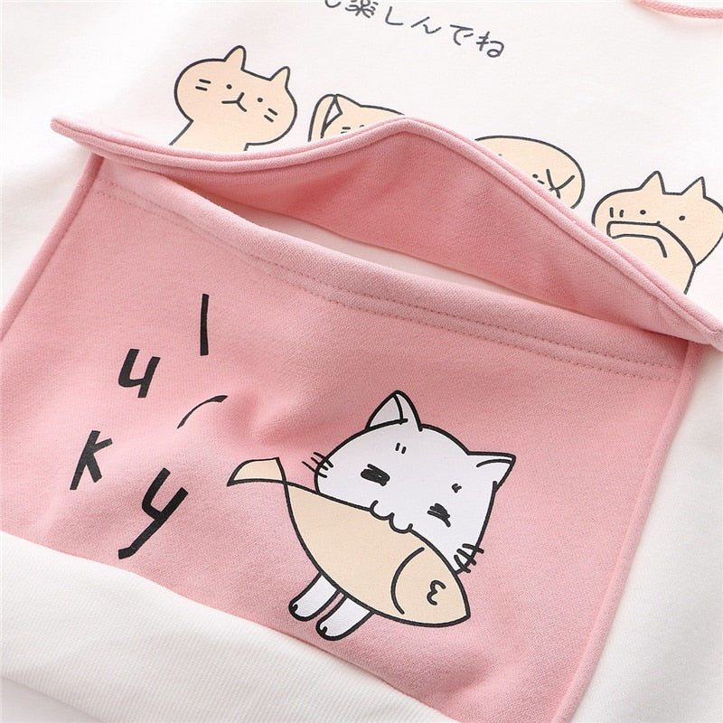 Sudadera con capucha de gato kawaii