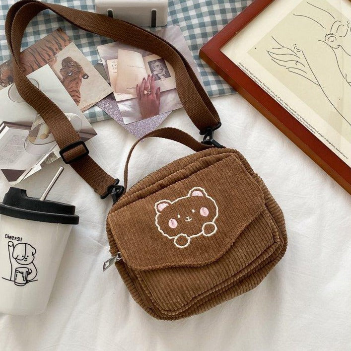 Bolso tipo mensajero con forma de oso kawaii