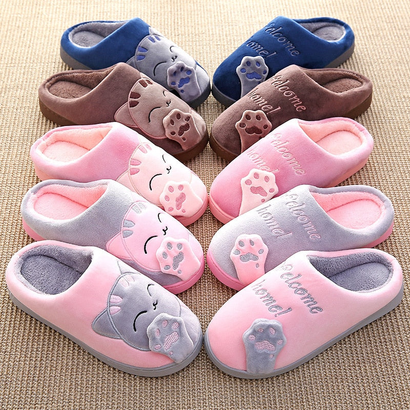 Pantuflas de peluche de gato