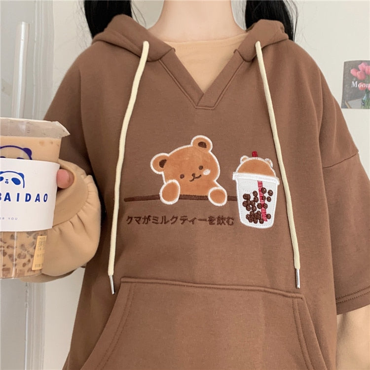 Sudadera con capucha y diseño de oso de Harajuku