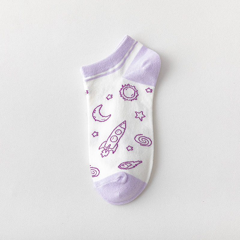 Ulzzang Mädchen Sterne Planeten Socken