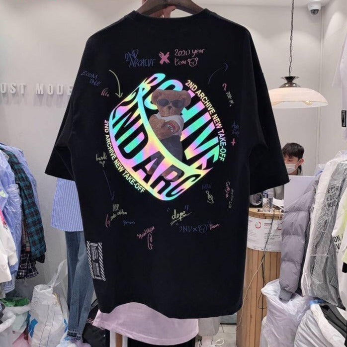 Camiseta reflectante de Harajuku 