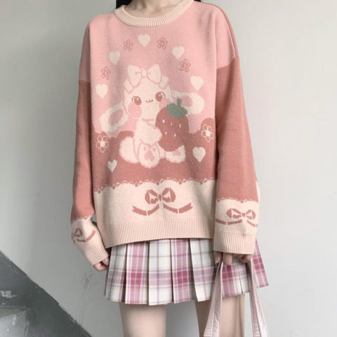 Japanischer Kawaii Erdbeerpullover