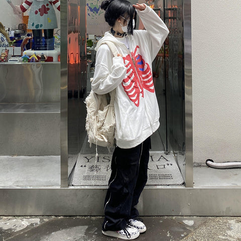 Y2k Ästhetischer Harajuku Emo Hoodie