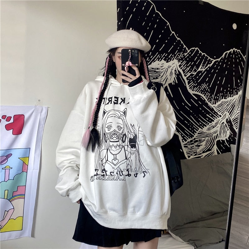 Sudadera con capucha con estampado de anime 