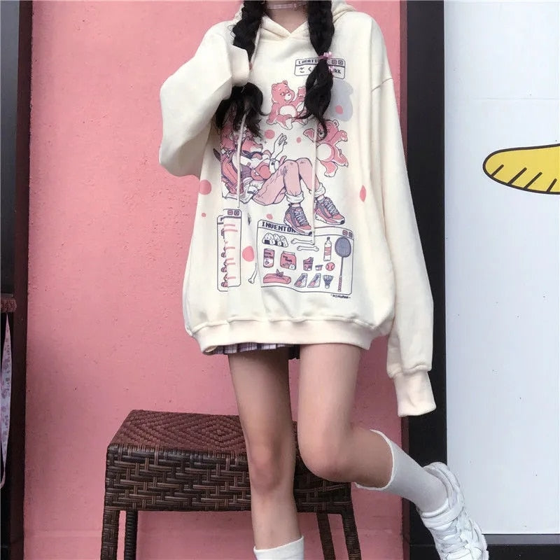 Sudadera con capucha de gran tamaño de Anime Harajuku