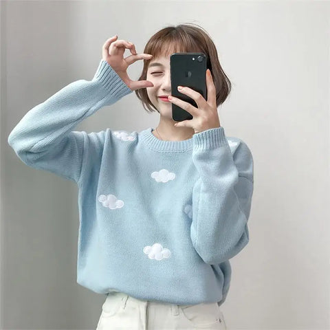 Suéter kawaii con nubes ulzzang