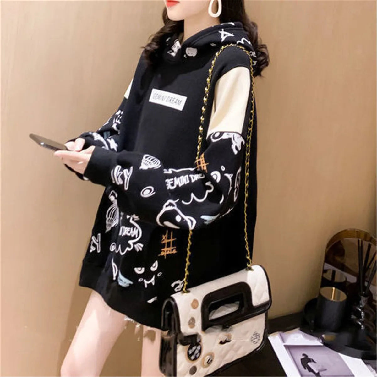 Sudadera con capucha de estética japonesa Harajuku