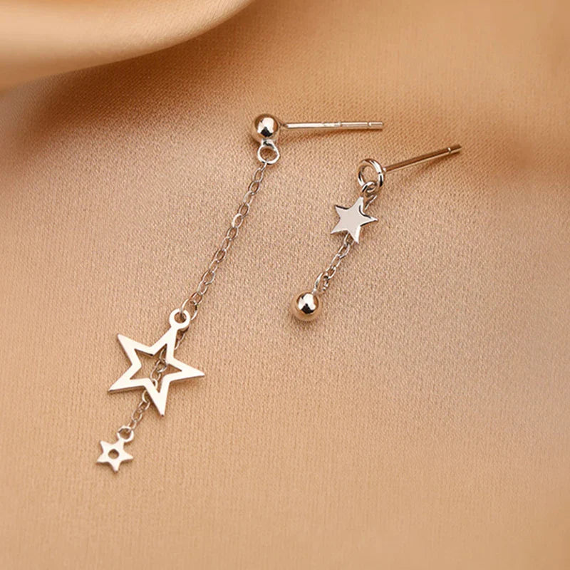 Pendientes de estrella de plata coreana