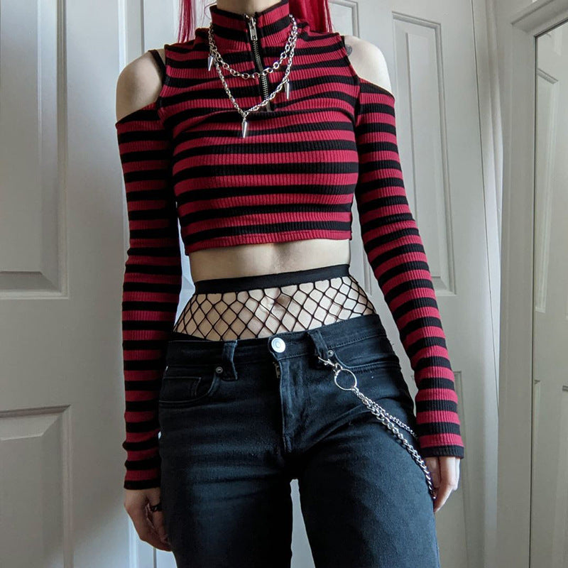 Goth Grunge Striped Top