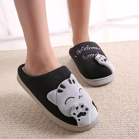 Pantuflas de peluche de gato