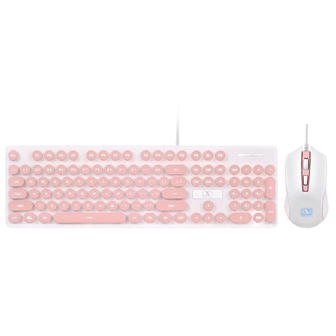 Pastellfarbenes Retro-Tastatur- und Maus-Set