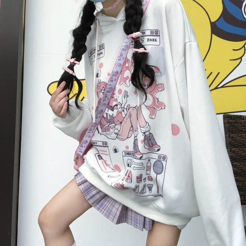 Sudadera con capucha de gran tamaño de Anime Harajuku