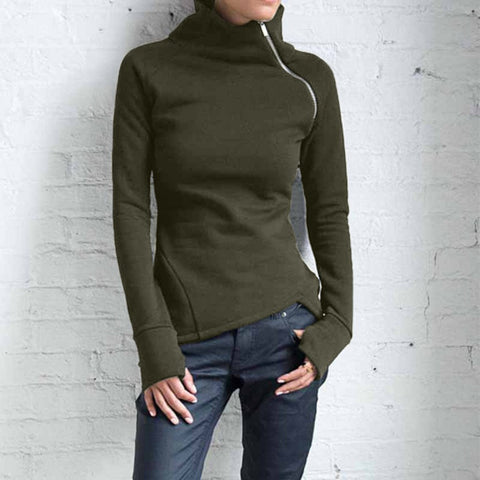 Turtleneck Long Sleeve Women’s Zipper Jacket