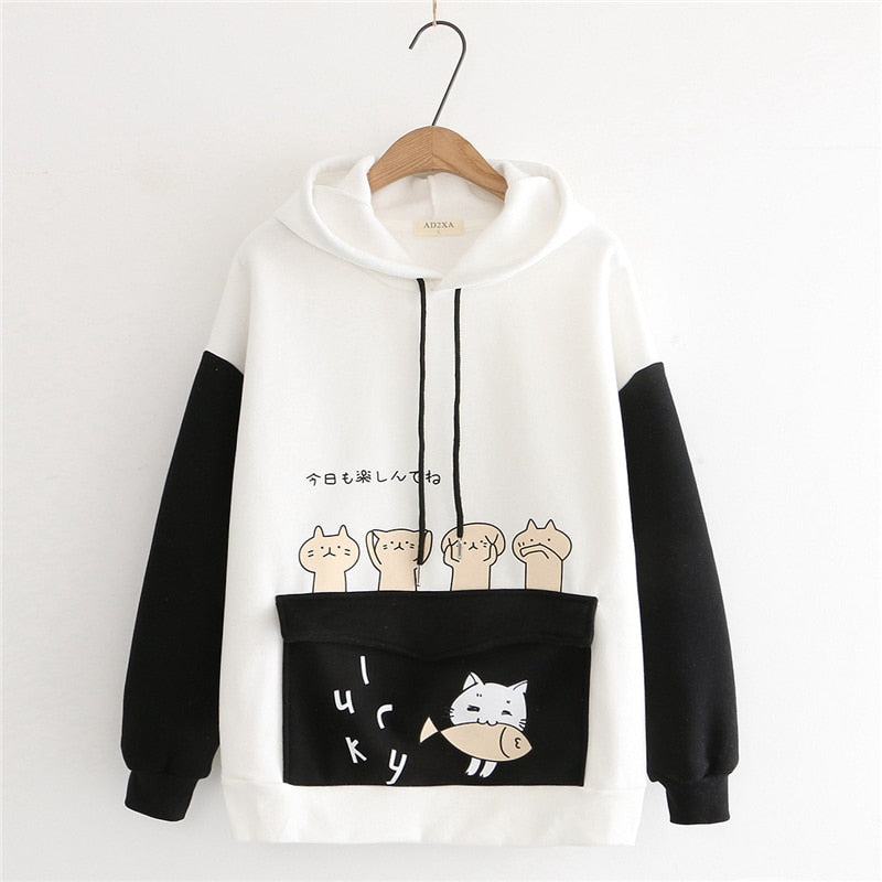 Sudadera con capucha de gato kawaii