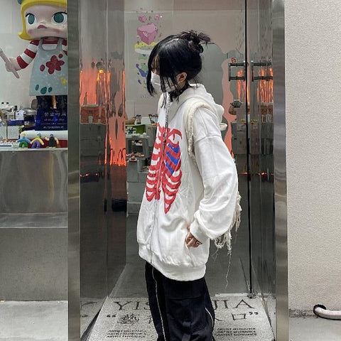 Sudadera con capucha emo estilo harajuku con estética Y2k