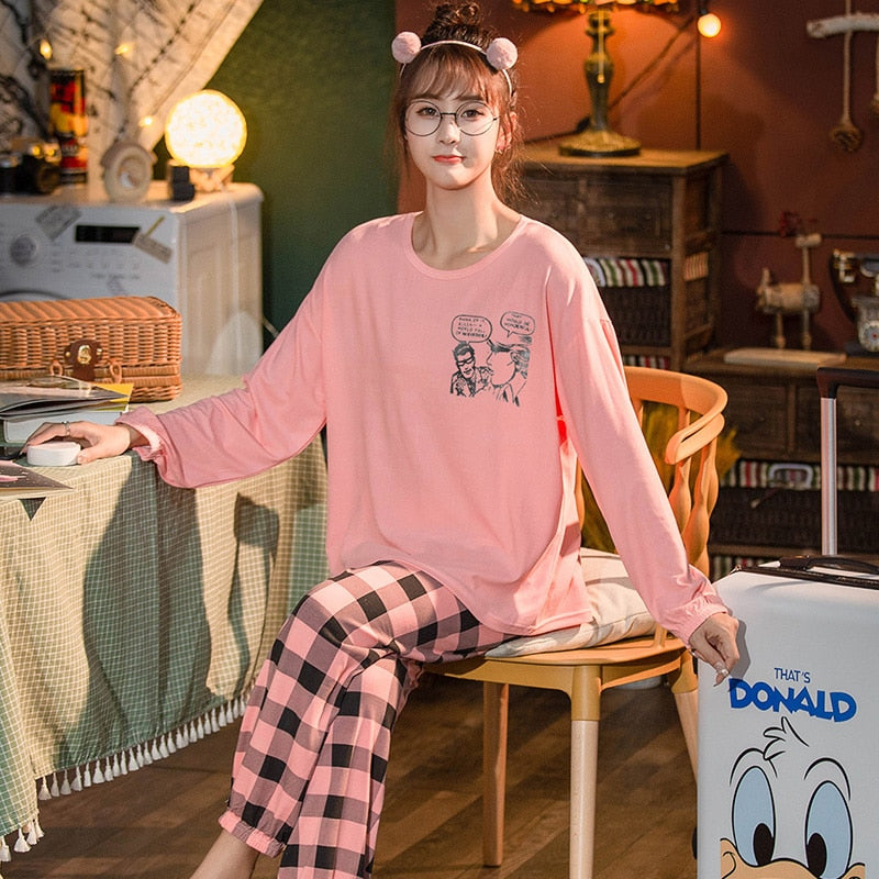 Conjunto de pijama de manga larga de Harajuku